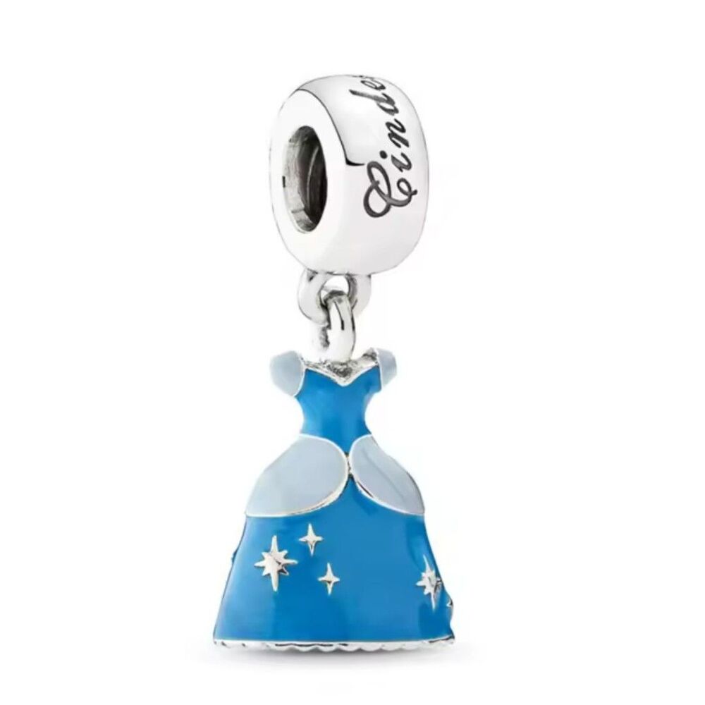 NWOT Cinderella's Azure Silver Dress Disney x Pandora FIT Dangle Charm